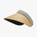 Visière en paille pliable avec bandeau vichy noir et blanc et logo en métal - Kaki (25H212)