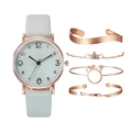 Coffret montre femme à quartz blanc minimaliste avec quatre bracelets tendance - Watch and Bracelet Collection / Cyan