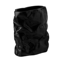 Modern black ceramic vase with unique crinkled paper bag texture on white background - Oval Mouth Black Paper Bag Vase 17.5*8.8*20.5CM