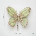 Light green velvet Christmas butterfly clip with gold sequins and pearls 19cm - Green