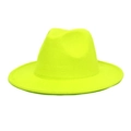 Klassischer Fedora Wollfilzhut in leuchtendem Neongelb mit breiter Krempe für den Winter - Einheitsgröße 58cm Umfang / Neongelb