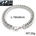 Men's silver titanium steel Cuban chain bracelet with lobster clasp, 180x8mm size - Style D 8mm x 180mm