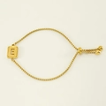 Adjustable gold titanium steel box chain bracelet featuring a square letter E charm pendant - Gold E