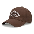 Dark brown cotton baseball cap with white Angeles 1993 embroidery and curved brim - Coffee