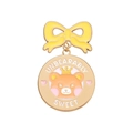 Enamel pin featuring a yellow bow and a crown-wearing bear with Unbearably Sweet text - Yellow Bowknot Bear Style (QHXZ419)