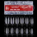 Size chart for 600 pieces clear soft gel nail tips in 12 sizes with measurements - Oval