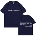 Camiseta de algodón azul marino con estampado minimalista 'you are enough' para mujer - S / Azul marino