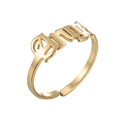 Minimalistischer goldener Angel-Buchstabenring im Gothic-Stil mit verstellbarem Band - Engel / Gold