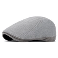 Classic grey wool contrast newsboy cap with warm fleece lining for autumn and winter - Adjustable / Light Gray