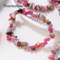 Handmade multi-color tourmaline crystal chip bracelet with irregular gemstone beads - Mixed Tourmaline