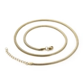 Flache goldene Schlangenkette mit Karabinerverschluss und verstellbarem Verlängerungsstück - 3mm Breit - 550mm Lang (KN197020-Z) / Gold