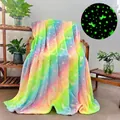Rainbow luminous flannel blanket with glow-in-the-dark stars and animal patterns - Colorful Pony / 100*150cm