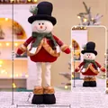 Staande telescopische kerstsneeuwpop-pop met rood-groen geruite vest en zwarte hoed - Medium 55CM Telescopische Sneeuwpop