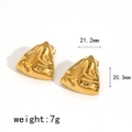 Geometrische goldene Dreieck-Ohrstecker mit Hammerschlag-Textur und 21,2 mm Maßen - Solides Dreieck Gold (TE60177-G)