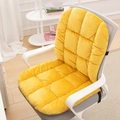 Thickened yellow heated chair cushion with quilted lumbar support for office chairs - Checkered Ginger