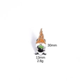 Detail view of 30mm Halloween wizard dwarf enamel pin with size and weight specs - Gnome with Cauldron