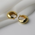 Elegante vergoldete S925 Sterling Silber Chunky Creolen für Damen im koreanischen Stil - Wassertropfen Rundreifen - Gold