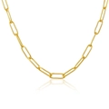 Detailed view of a gold oval link chain necklace with high-polished metallic finish - Plain Oval Ring (5941753732862)