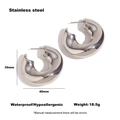 Waterproof and hypoallergenic 35mm silver stainless steel C-shaped hoop earrings - Silver