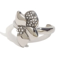 Anello a fiore argento con petali asimmetrici e cristalli, acciaio inossidabile placcato oro 18K - Color Acciaio