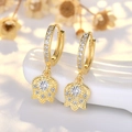 Gold Hamsa Hand S925 silver hoop earrings with clear cubic zirconia insets - Cat Paw (NN392)