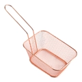 Mini panier à frites rectangulaire en finition or rose avec long manche - Grand / Or rose