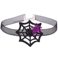 Gothic Halloween Choker mit schwarzem Glitzer-Spinnennetz und lila Spinnen-Anhänger - 2# Spinnennetz mit lila Spinne