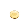 Detalle del colgante redondo de acero en oro 18K con un motivo de oso grabado con láser - Oso Color Dorado