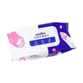 Gentle pet cleaning wipes with blue and white packaging for antibacterial deodorizing - 80 Pieces - Footprint Pattern Budget Packaging