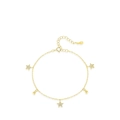 Bracciale in argento S925 placcato oro con stelle in zircone e perline da donna - Oro