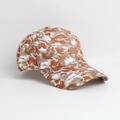 Adjustable baseball cap featuring orange, brown and white camouflage tie-dye pattern - Orange Brown White Camouflage