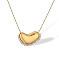 18K vergoldete Edelstahl-Herzanhänger-Halskette mit Strasssteinen auf Schlangenkette - Unregelmäßige Herz Anhänger Halskette / Gold