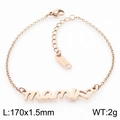Elegante pulsera de oro rosa con letras cursivas mama y un colgante de corazón hueco - Pulsera Oro Rosa