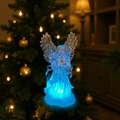 Deko-Engel aus Acryl mit blauer LED-Beleuchtung in festlicher Weihnachtsdekoration - Betender Engel / Blau