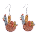 Creative turkey acrylic earrings with leopard print patterns for Thanksgiving party - No.1 (Leopard Hand Gesture Turkey)