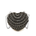 Elegante hartvormige avondtas met zwarte strass-steentjes en zilveren ketting - Zwart