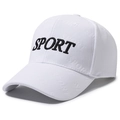 Gorra blanca con bordado SPORT 3D negro y un sutil patrón de textura en relieve - Ajustable / Blanco