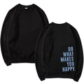 Sweat-shirt noir classique Y2K avec slogan imprimé en bleu clair sur le dos - S / Noir (Motif 3)