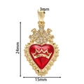 Colgante corazón con alas bañado en oro 18K con esmalte rojo y medidas 24mm x 15mm - Colgante Sagrado Corazón Corona (15*24mm)