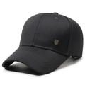 Classic black cotton baseball cap for men with retro silver shield badge and metal R logo - Adjustable / Dark Gray