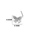 Piercing nez papillon argenté avec zircons, taille 0,63 cm de haut sur 0,78 cm de large - 2# Style Papillon / Argenté