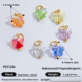 Waterproof butterfly charms in seven colors made of 18k gold plated stainless steel - Butterfly Pendant (PJ91246) / Set of 3 / Multicolor