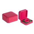 Detail view of a rose red octagonal velvet jewelry box for bracelets and bangles - Rose Red