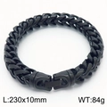 Pulsera de cadena de dragón de acero inoxidable negro mate con longitud de 230mm - 10mm de Ancho (KB167189-KFC) / Negro
