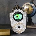 Glow-in-the-dark green eyeball doorbell with aged texture for Halloween prop decor - White