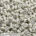 Flat round creamy white acrylic smiley face beads for DIY jewelry bracelet making - Creamy White Black Smile