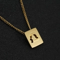 Gold plated Libra zodiac pendant necklace in polished stainless steel with square design - Libra