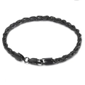 Classic black stainless steel twisted rope chain bracelet with lobster clasp closure - 20cm / 4mm / Black