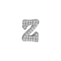 Silver letter Z pendant charm with cubic zirconia micro-pave for DIY jewelry making - Silver Z