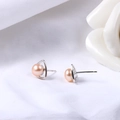 Boucles d'oreilles triangle en argent S925 avec perles d'eau douce roses - Argent 925 + Perle naturelle / Rose (Plaqué or blanc)